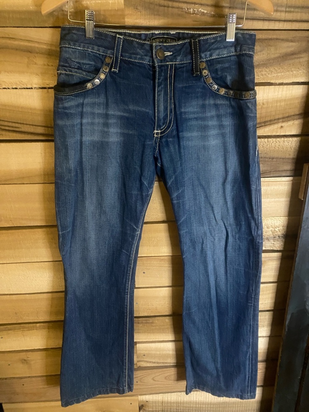 Robin’s Jean Sturgis Men’s Jeans with Studded Pocket Trim size 31x31 worn cuffs